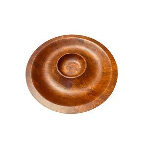Vintage Mid-Century Modern Teak Wood Chip & Dip Bowl